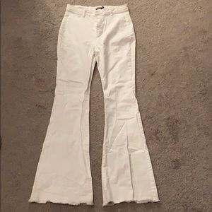 White flare jeans